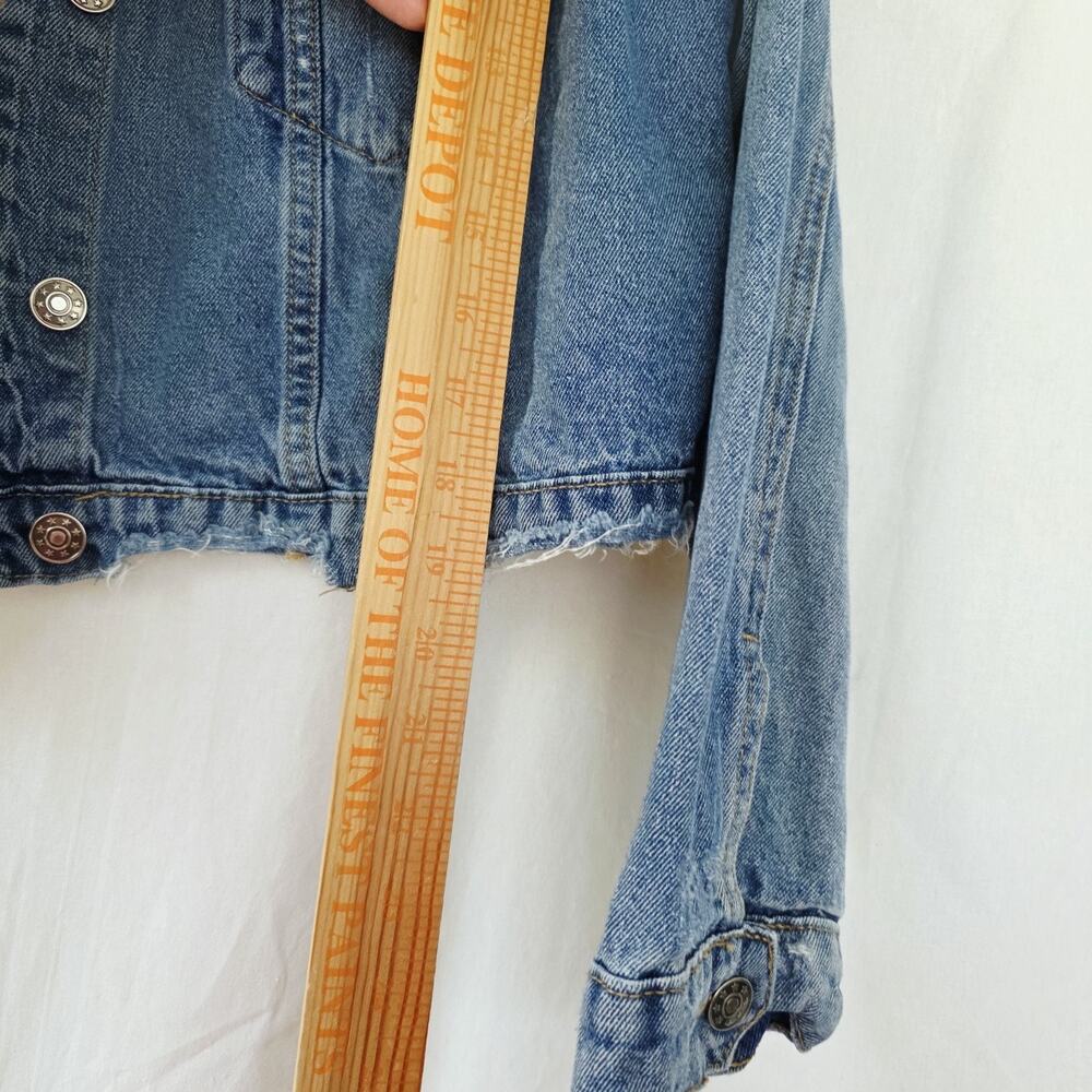 Mustard Seed Women's Jean Jacket Denim, Size M Blue Baggy Crop Distressed - Picture 5 of 9